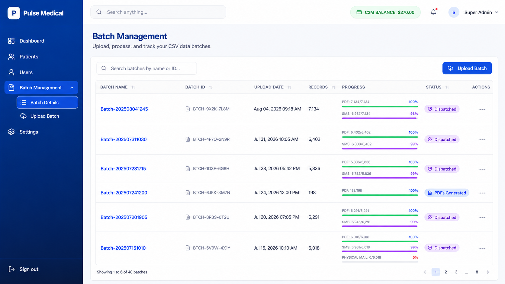 Statement Flow Batch Processing Screenshot